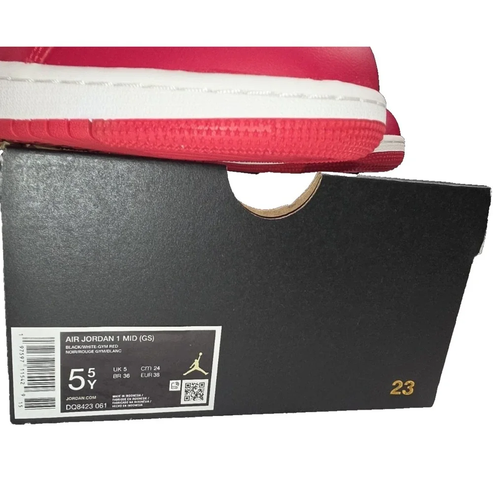 Nike Air Jordan 1 Mid GS – Black/Red/White – Size 5.5Y – Brand New